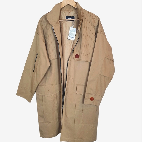 Kanzi Other - NWT Mens trench coat long Sz M/L korean overcoat beige Brown casual windbreaker